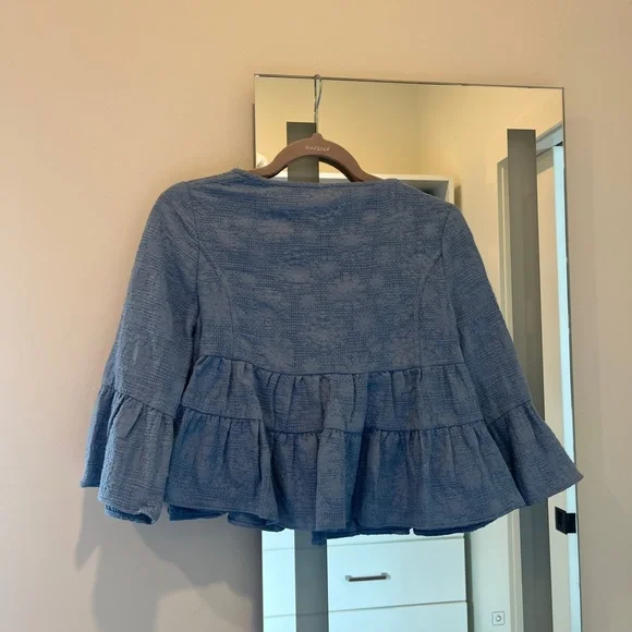 Zara Light Blue Babydoll Tie Top - Picture 3 of 4